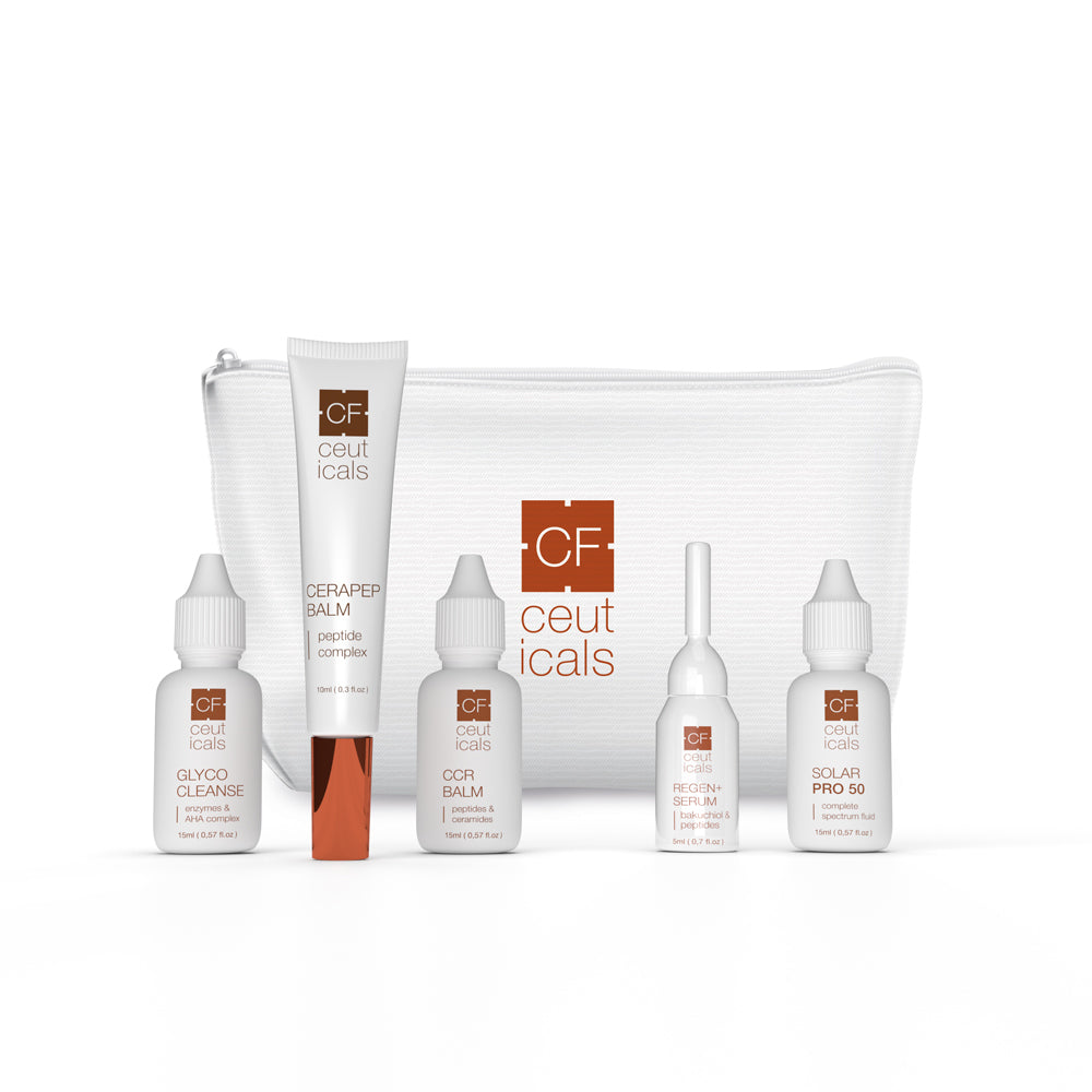 CF Ceuticals Travel Kit in White Travel Bag
